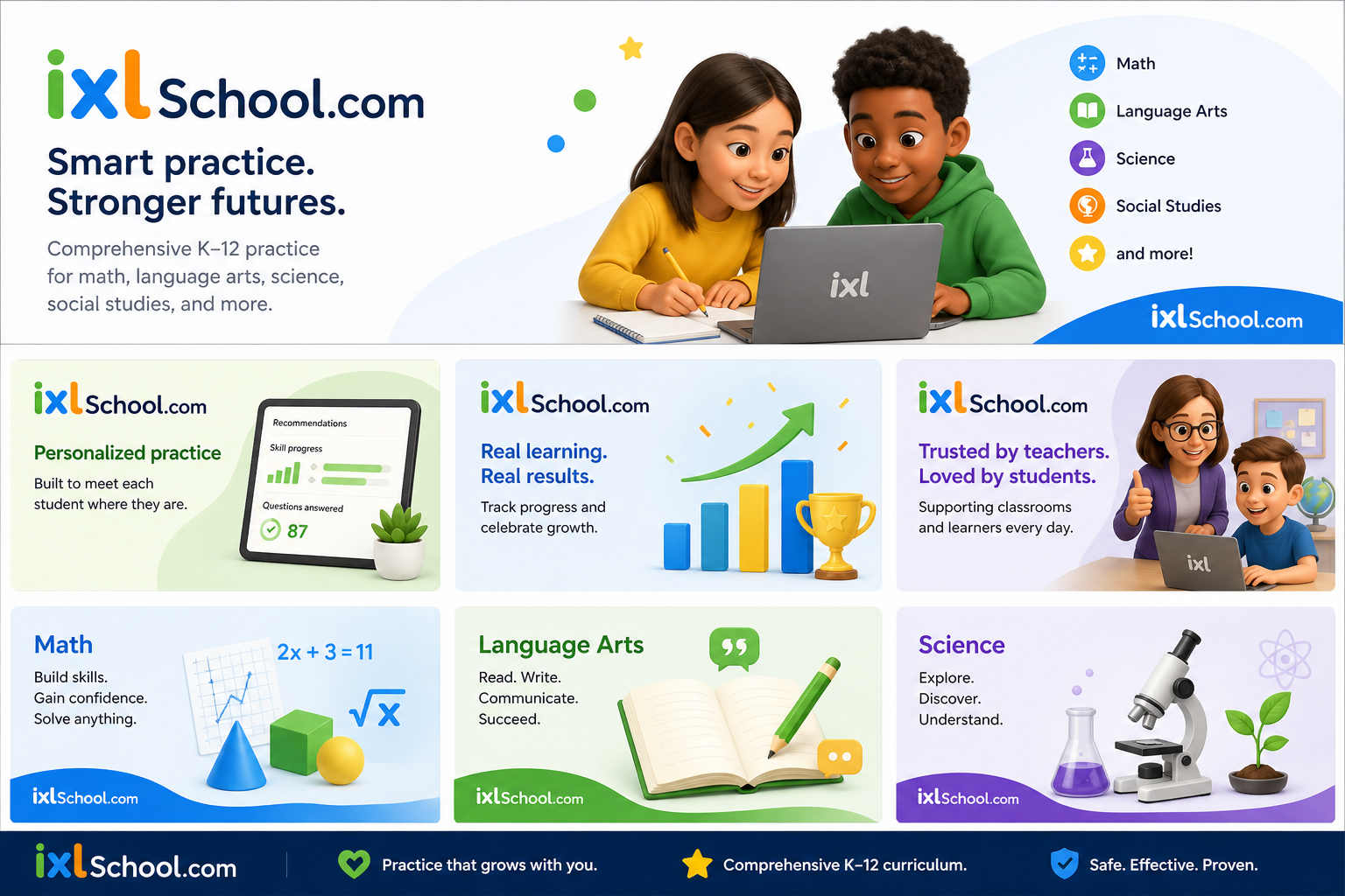 IXLSchool classroom and learning illustration